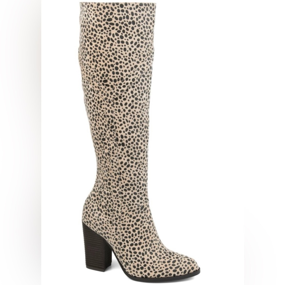 Journey collection Kyllie print comfort foam Leopard knee high wide calf Boots